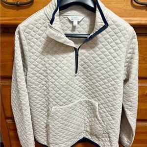 Market & Spruce Beige Quilted Half-Zip Sweatshirt
